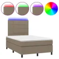 cadre de lit et matelas et LED Taupe 120x200cm Tissu