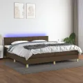 cadre de lit matelas et LED Marron foncé 200x200 cm