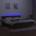 cadre de lit matelas et LED Marron foncé 200x200 cm