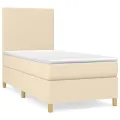 cadre de lit avec matelas Crème 80x200 cm Tissu