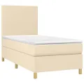cadre de lit avec matelas Crème 80x200 cm Tissu