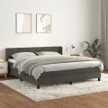 cadre de lit et matelas Gris foncé 160x200cm Velours