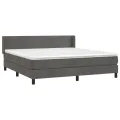 cadre de lit et matelas Gris foncé 160x200cm Velours