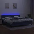 cadre de lit et matelas et LED Bleu 200x200 cm Tissu