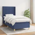 cadre de lit avec matelas Bleu 100x200 cm Tissu