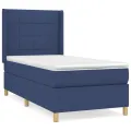 cadre de lit avec matelas Bleu 100x200 cm Tissu