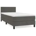 cadre de lit et matelas Gris foncé 90x190 cm Velours
