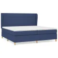 cadre de lit avec matelas Bleu 200x200 cm Tissu