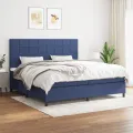 cadre de lit avec matelas Bleu 200x200 cm Tissu
