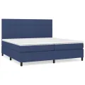 cadre de lit avec matelas Bleu 200x200 cm Tissu