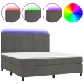 cadre de lit matelas et LED Gris foncé 180x200 cm
