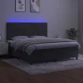 cadre de lit matelas et LED Gris foncé 180x200 cm