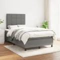 cadre de lit avec matelas Gris foncé 120x200cm Tissu