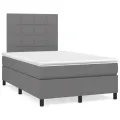 cadre de lit avec matelas Gris foncé 120x200cm Tissu