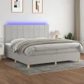 cadre de lit matelas et LED Gris clair 200x200 cm