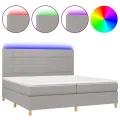 cadre de lit matelas et LED Gris clair 200x200 cm