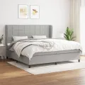cadre de lit avec matelas Gris clair 200x200cm Tissu