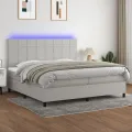 cadre de lit et matelas et LED Gris clair 200x200 cm