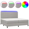 cadre de lit et matelas et LED Gris clair 200x200 cm