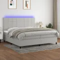 cadre de lit et matelas et LED Gris clair 200x200 cm