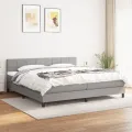 cadre de lit avec matelas Gris clair 200x200cm Tissu