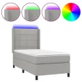 cadre de lit matelas LED Gris clair 100x200 cm Tissu