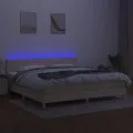 cadre de lit et matelas et LED Crème 200x200cm Tissu