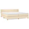 cadre de lit avec matelas Crème 200x200 cm Tissu