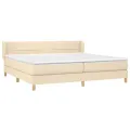 cadre de lit avec matelas Crème 200x200 cm Tissu