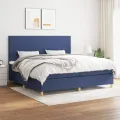 cadre de lit avec matelas Bleu 200x200 cm Tissu
