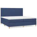 cadre de lit avec matelas Bleu 200x200 cm Tissu