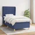 cadre de lit avec matelas Bleu 90x200 cm Tissu