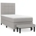 cadre de lit avec matelas Gris clair 100x200cm Tissu