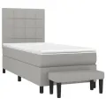 cadre de lit avec matelas Gris clair 100x200cm Tissu