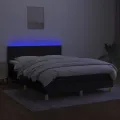 cadre de lit avec matelas LED Noir 140x190 cm Tissu