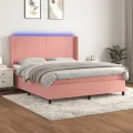 cadre de lit matelas et LED Rose 160x200 cm Velours