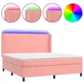 cadre de lit matelas et LED Rose 160x200 cm Velours