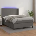 cadre de lit matelas LED Gris 140x200 cm Similicuir