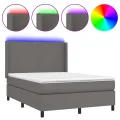 cadre de lit matelas LED Gris 140x200 cm Similicuir