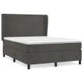 cadre de lit et matelas Gris foncé 140x200cm Velours