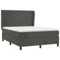 cadre de lit et matelas Gris foncé 140x200cm Velours