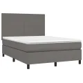 cadre de lit avec matelas Gris 140x190 cm Similicuir