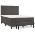 cadre de lit et matelas Gris foncé 140x190cm Velours
