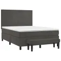 cadre de lit et matelas Gris foncé 140x190cm Velours