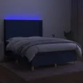 cadre de lit matelas et LED Bleu 140x200 cm Tissu
