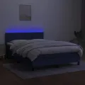 cadre de lit avec matelas LED Bleu 140x190 cm Tissu
