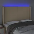 Tête de lit à LED Crème 147x16x118/128 cm Tissu