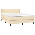 cadre de lit avec matelas Crème 140x200 cm Tissu