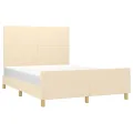 Cadre de lit avec tête de lit Crème 140x190 cm Tissu