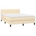 cadre de lit avec matelas LED Crème 140x200 cm Tissu